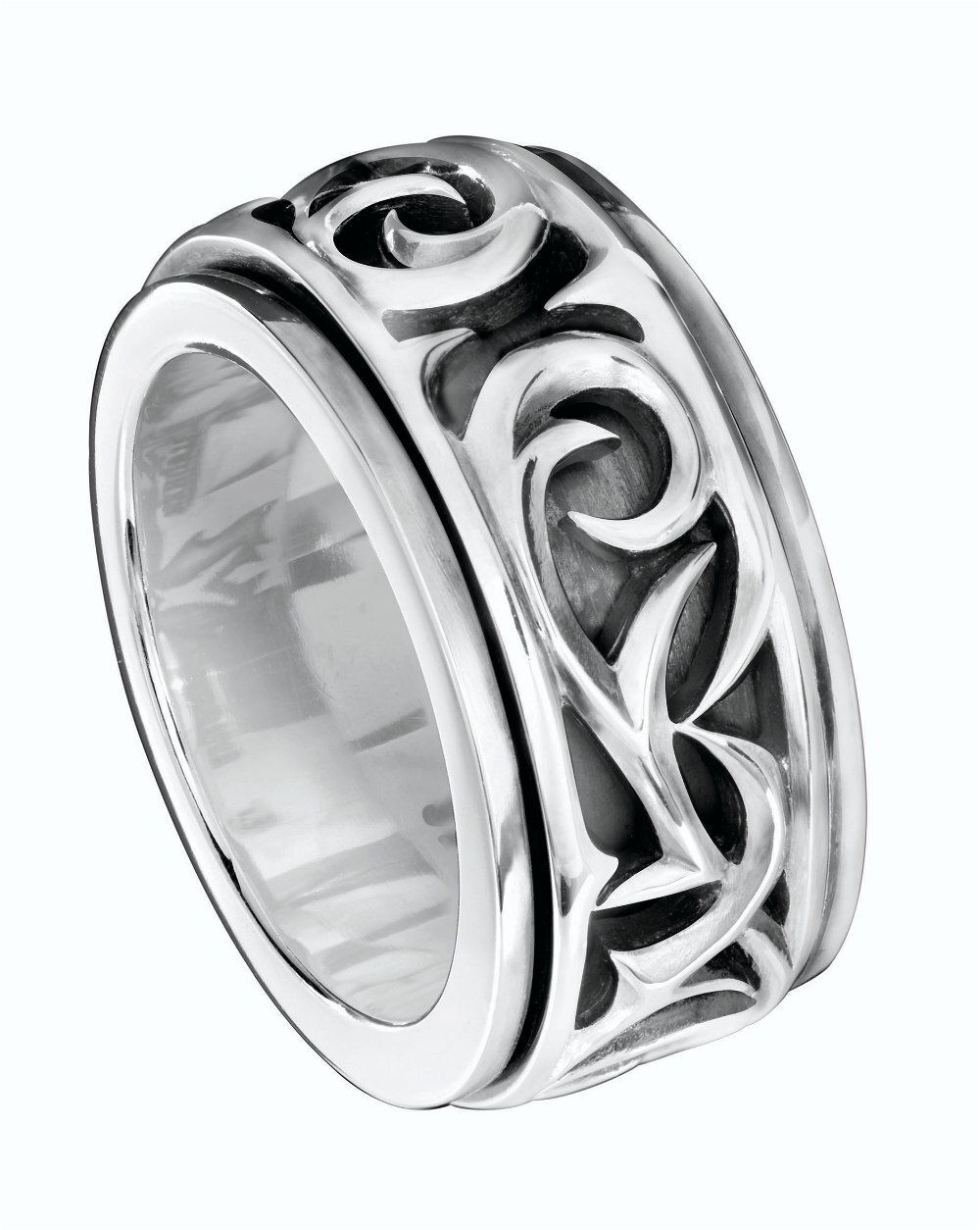 Thorn Carved Rotating Ring with Black Rhodium over Sterling Silver - Size 11