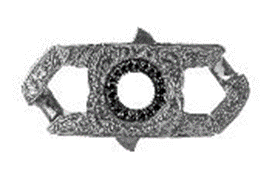 England Made Me Half Revolutionary Bracelet Clasp with Black Sapphires in Gunmetal Sterling Silver - 18mm by Stephen Webster. England Made Me Revolutionary Clasp - Gun metal finished sterling silver with engraving and Black Sapphire pave around center at 0.35ctw. This clasp fits the 18mm Cuban bracelets sold separately. England Made Me Half Revolutionary Bracelet Clasp with Black Sapphires in Gunmetal Sterling Silver - 18mm