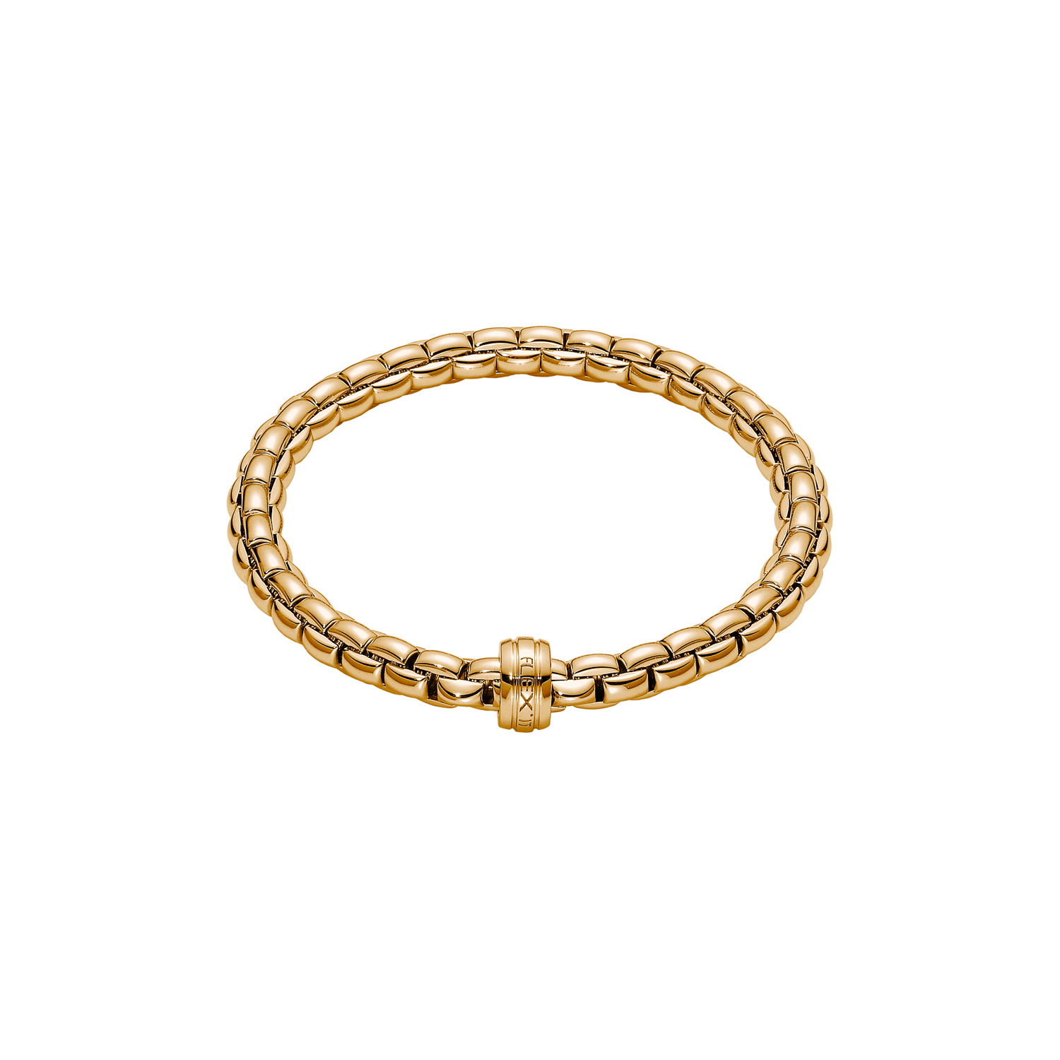 Eka Flex'It Bracelet in 18kt Yellow Gold with yellow gold element without diamonds - The bracelet measures 6.3mm in diameter and is a size large, 18cm or 7.08 inches internal circumference. Eka Bracelet in 18kt Yellow Gold with Yellow Gold Element - 6.3mm - Size L