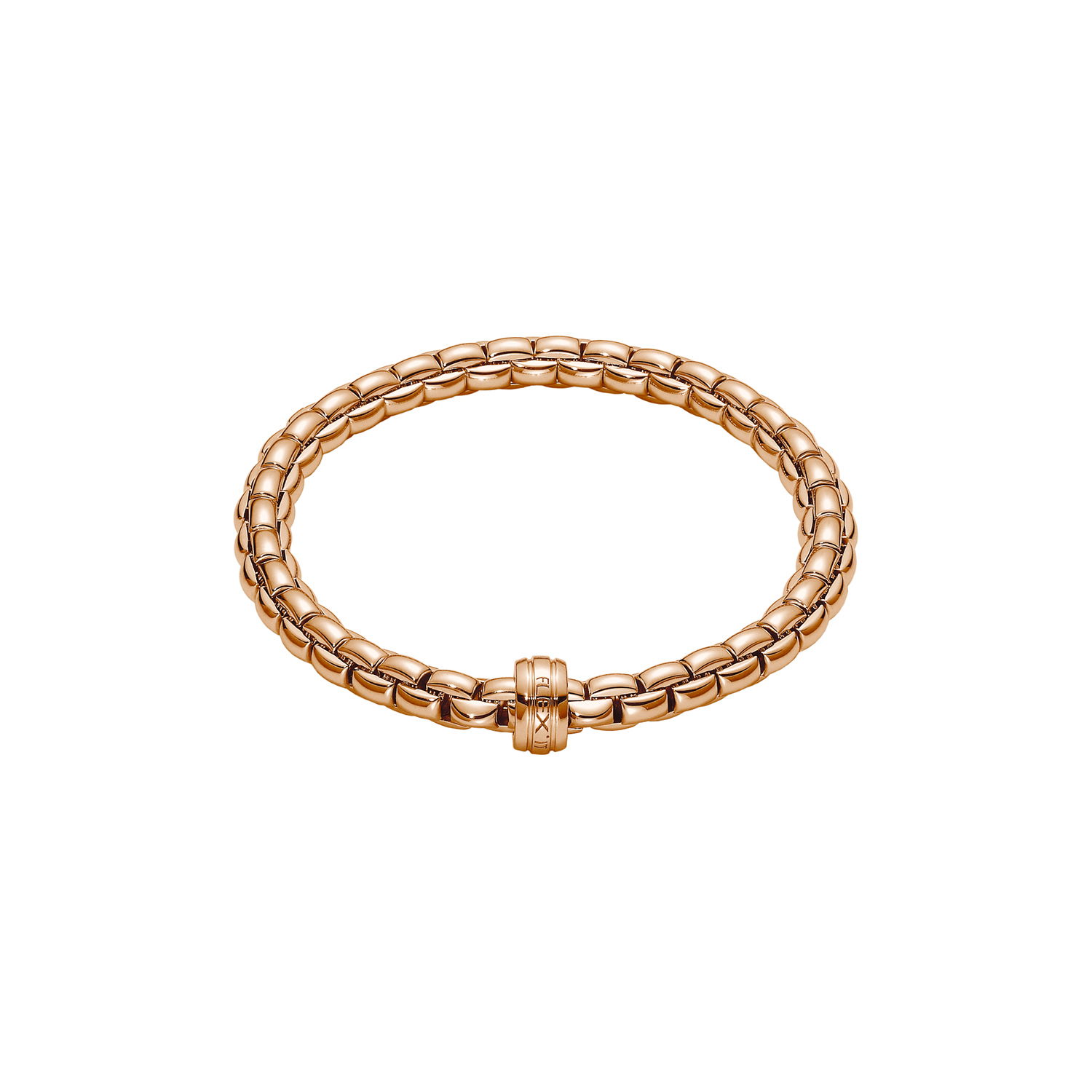 Eka Flex'It Bracelet in 18kt Rose Gold with rose gold element without diamonds - The bracelet measures 6.3mm in diameter and is a size extra small, 15cm or 5.90 inches internal circumference. Eka Bracelet in 18kt Rose Gold with Rose Gold Element - 6.3mm - Size XS