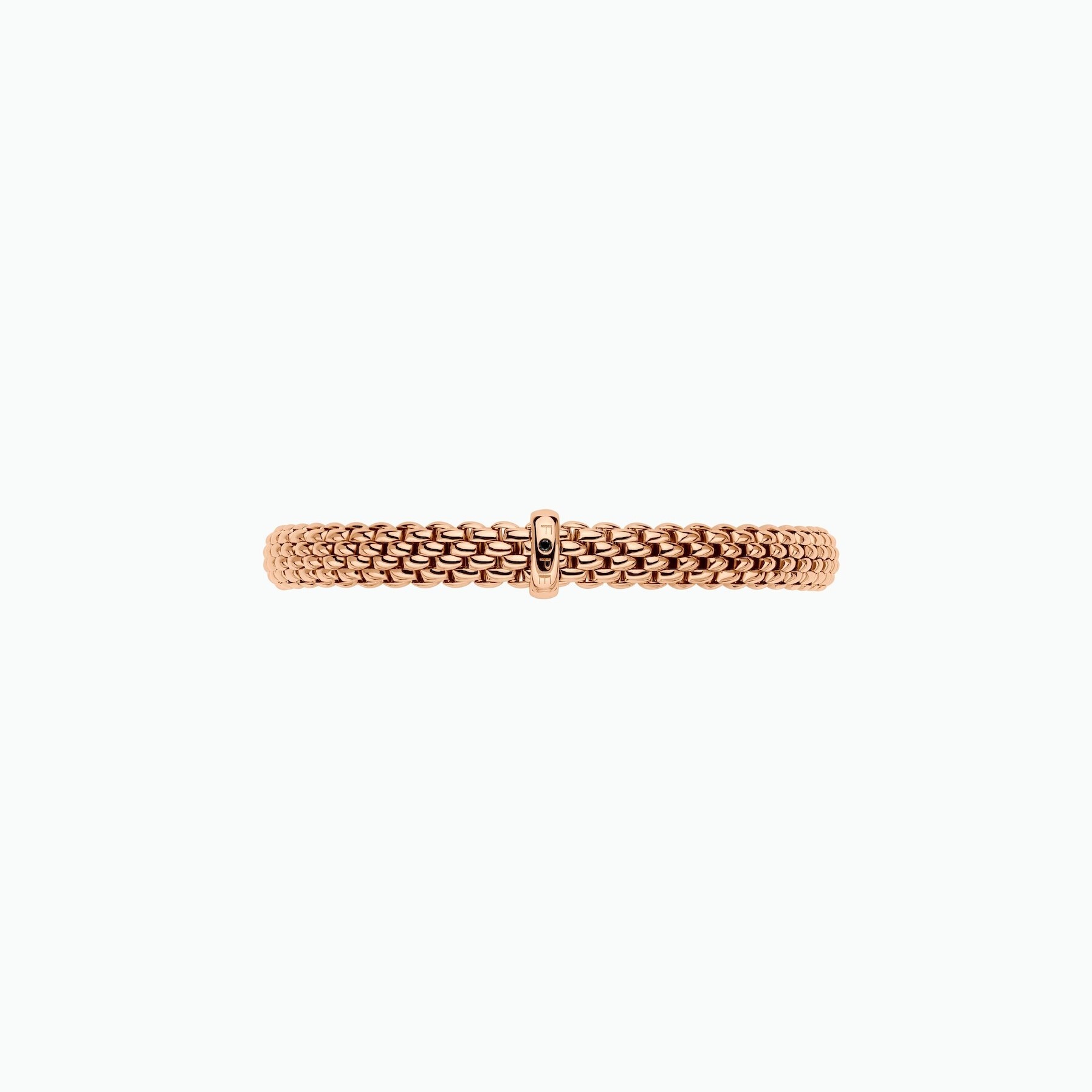 Vendome Flex'It Bracelet in 18kt Rose Gold with one Rose Gold element set with a single black diamond at 0.01ct - The bracelet measures 6.9mm wide by 4.3mm deep and is a size extra small, 15cm or 5.90 inches internal circumference. BR591 BBRNXS-R Vendome Bracelet in 18kt Rose Gold with 1 Rose Gold and Single Black Diamond Element - 6.9mm - Size XS