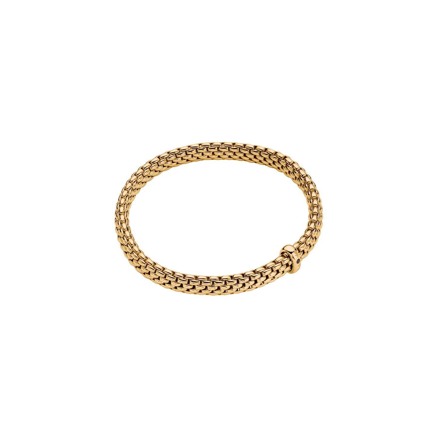 Vendome Flex'It Bracelet in 18kt Yellow Gold with one Yellow Gold element set with a single black diamond at 0.01ct - The bracelet measures 6.9mm wide by 4.3mm deep and is a size large, 18cm or 7.08 inches internal circumference. BR591 BBRNL-Y Vendome Bracelet in 18kt Yellow Gold with 1 Yellow Gold and Single Black Diamond Element - 6.9mm - Size L