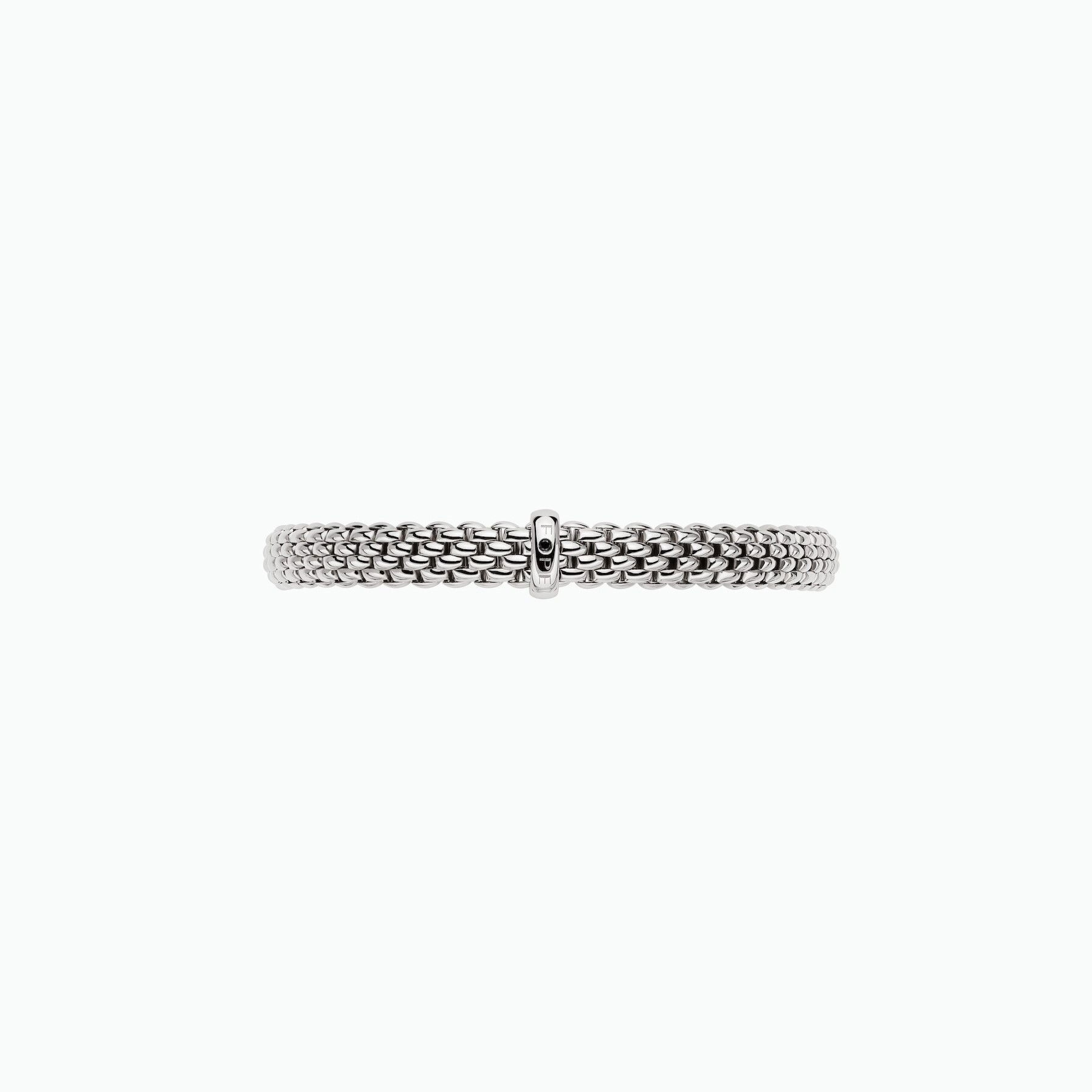 Vendome Bracelet in 18kt White Gold with 1 White Gold and Single Black Diamond Element - 6.9mm - Size L