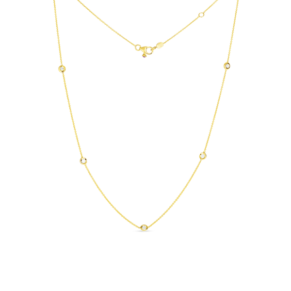 Closeup photo of Diamonds by the Inch 5 Station Necklace in 18kt Yellow Gold