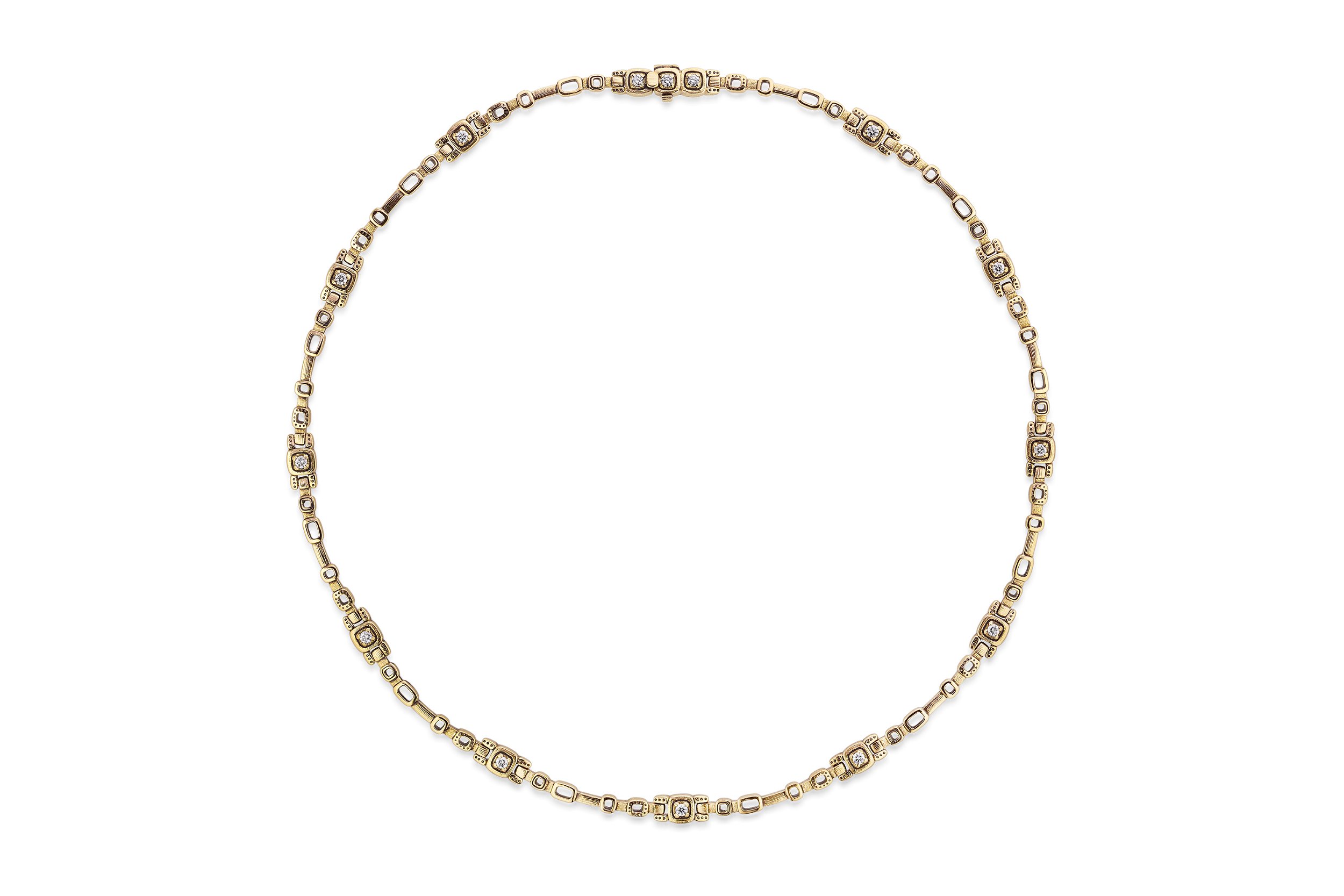 Path Necklace with White Diamonds in 18kt Yellow Gold