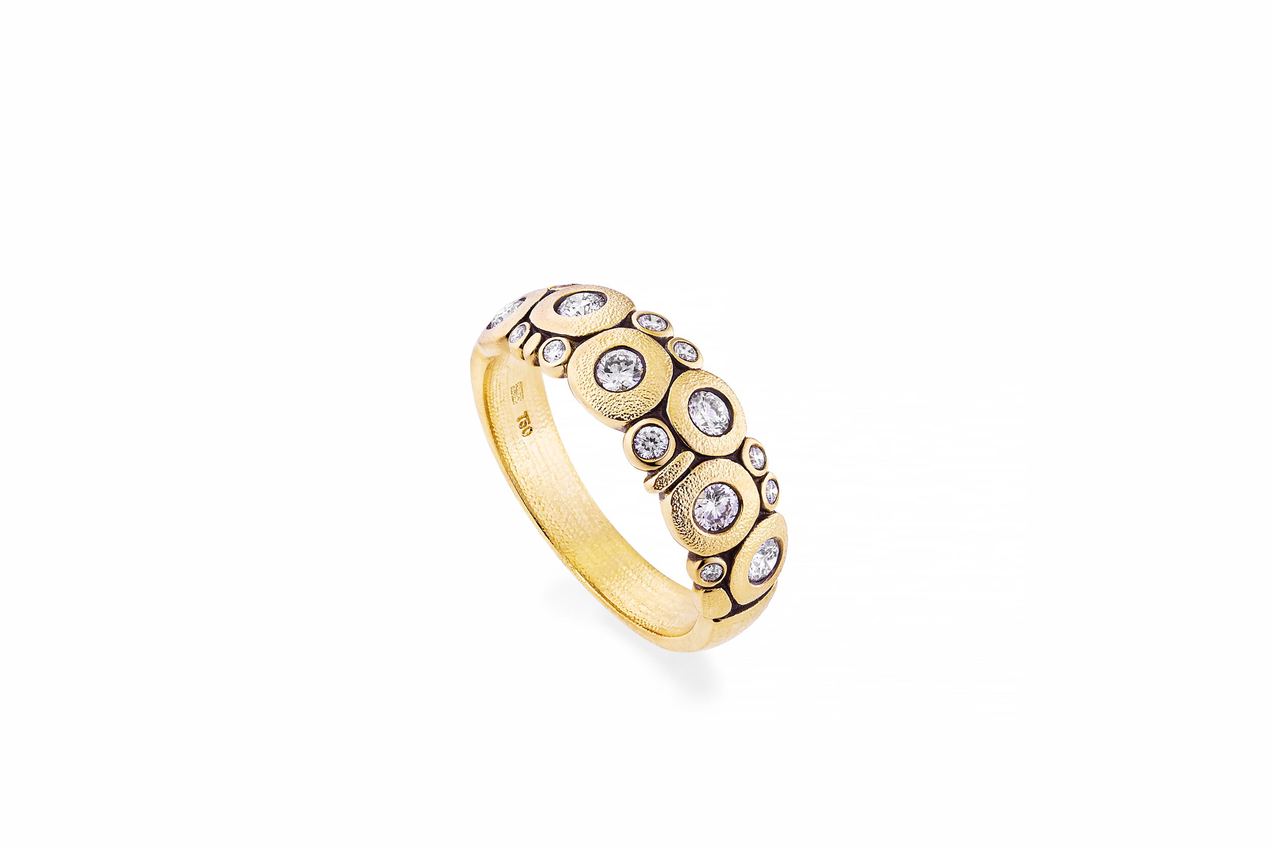 Candy Ring with White Diamonds in 18kt Yellow Gold