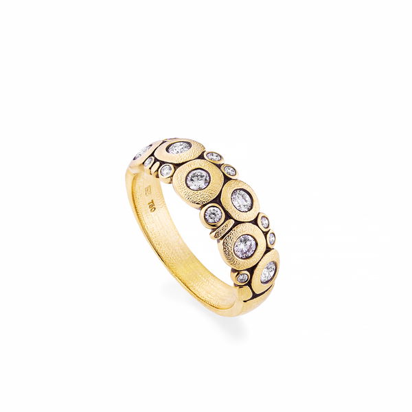Closeup photo of Candy Ring with White Diamonds in 18kt Yellow Gold