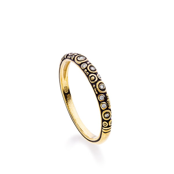 Diamond Band with White Diamonds in 18kt Yellow Gold