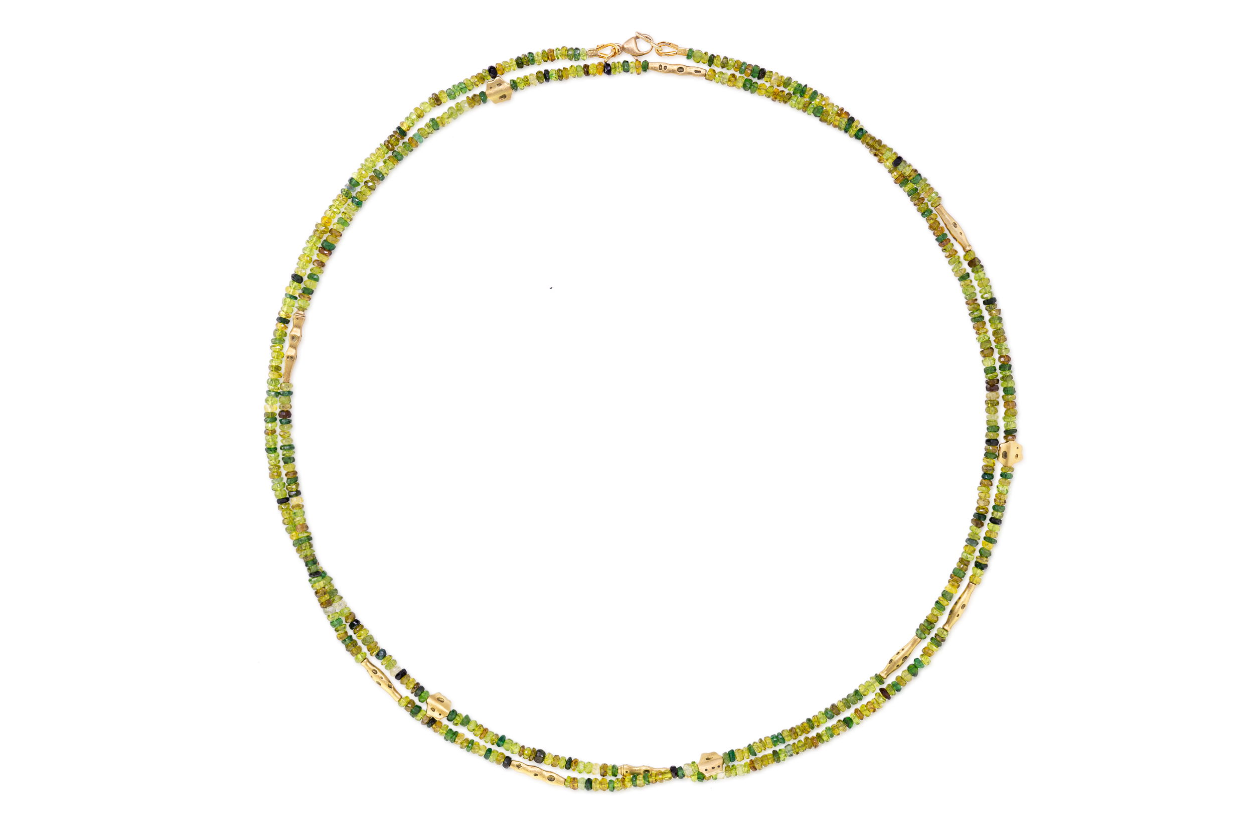 Flora Beaded Necklace with Green Tourmaline in 18kt Yellow Gold - 38"