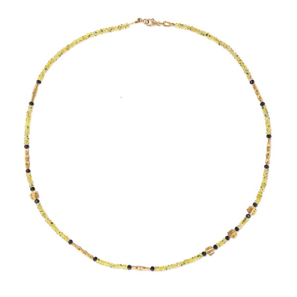 Closeup photo of Flora Beaded Necklace with Black Spinel and Yellow Sapphire in 18kt Yellow Gold - 18"