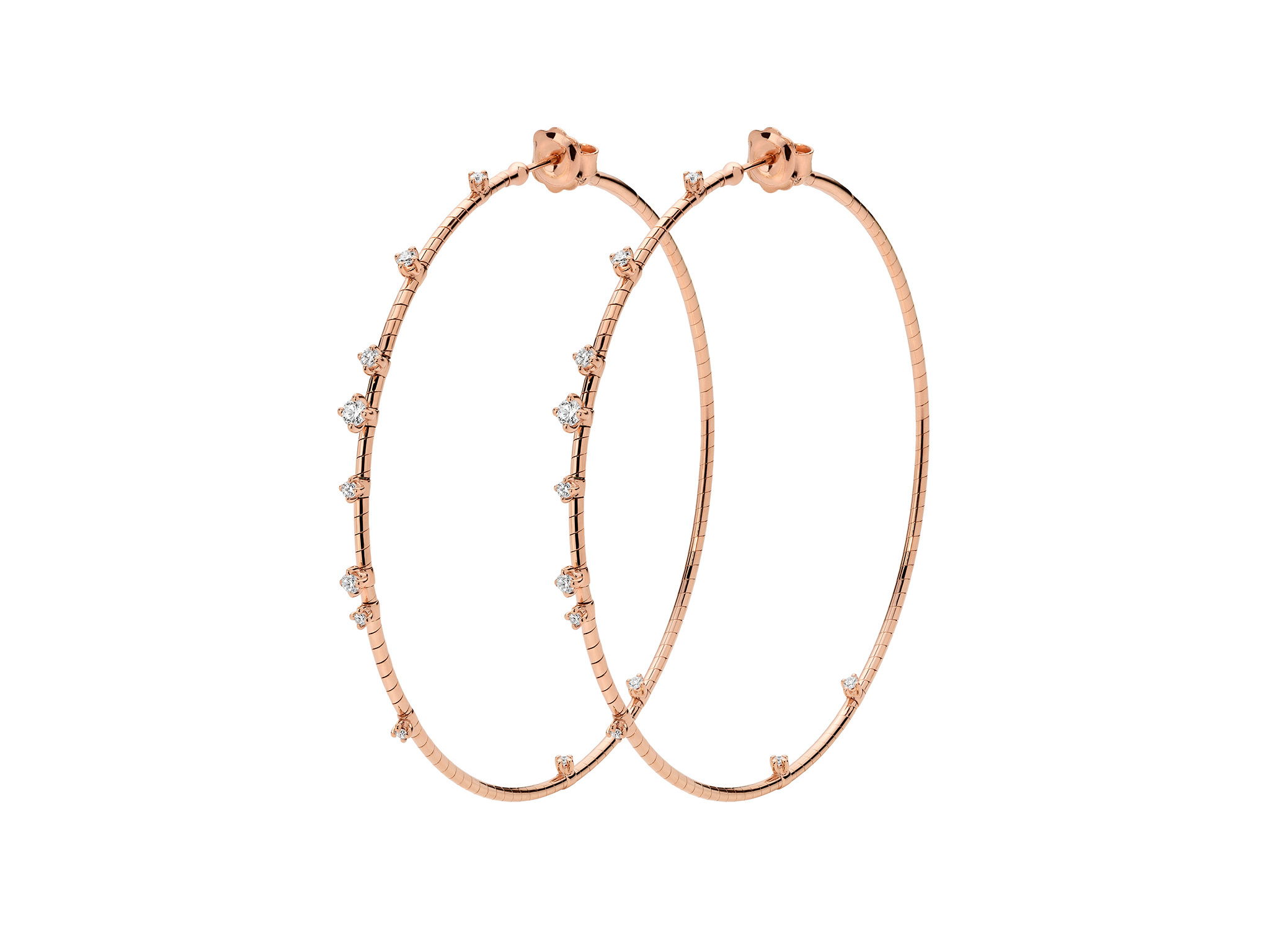 Rugiada Diamanti 6cm Hoop Earrings with White Diamonds in 18kt Pink Gold