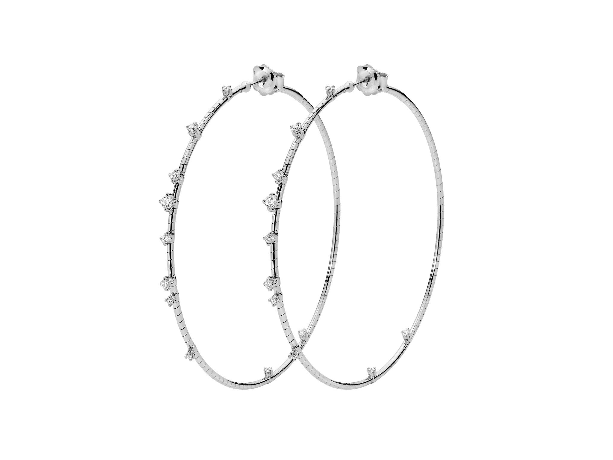 Rugiada Diamanti 6cm Hoop Earrings with White Diamonds in 18kt White Gold