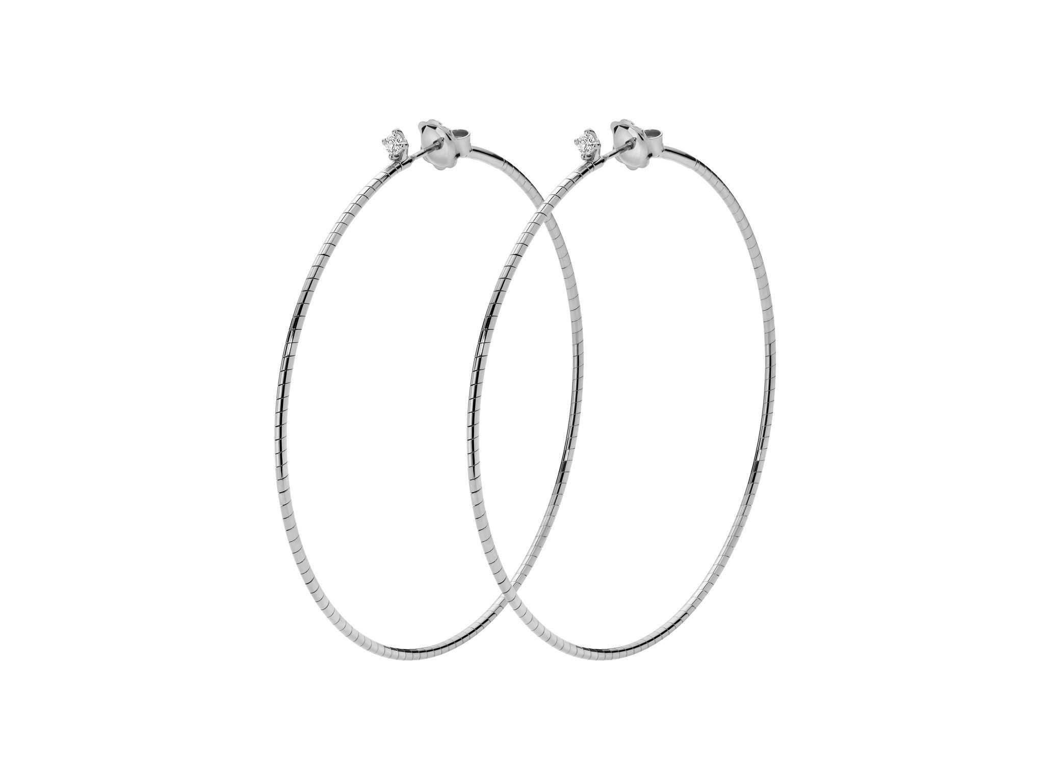 Rugiada Diamanti 6cm Hoop Earrings with White Diamonds in 18kt White Gold