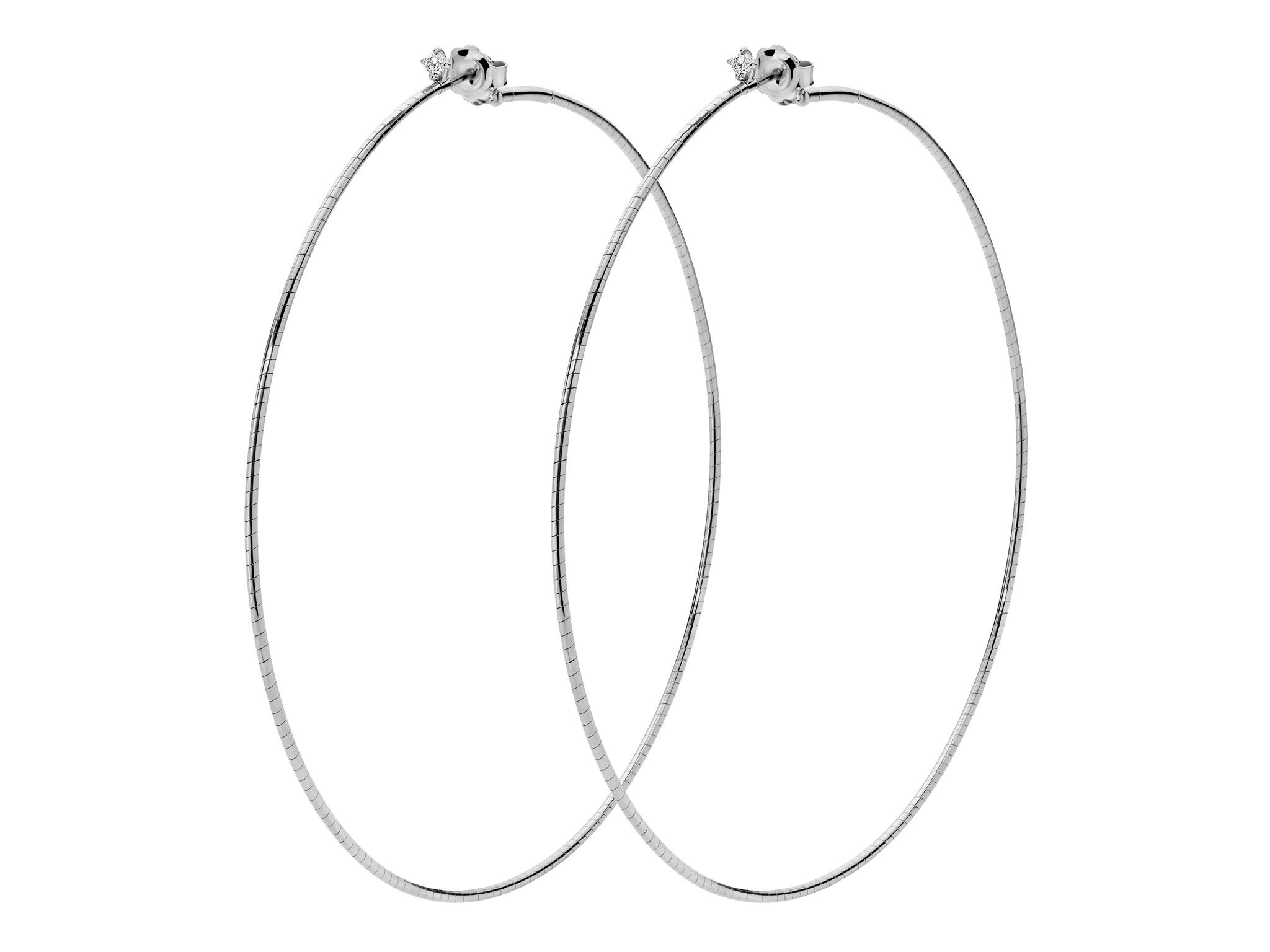 Rugiada Diamanti 9cm Hoop Earrings with White Diamonds in 18kt White Gold