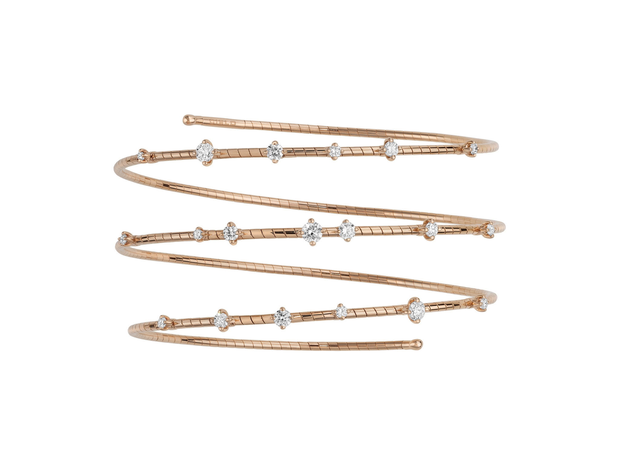 Rugiada Diamanti 3 Row 3 Row Bracelet with White Diamonds in 18kt Pink Gold - Medium