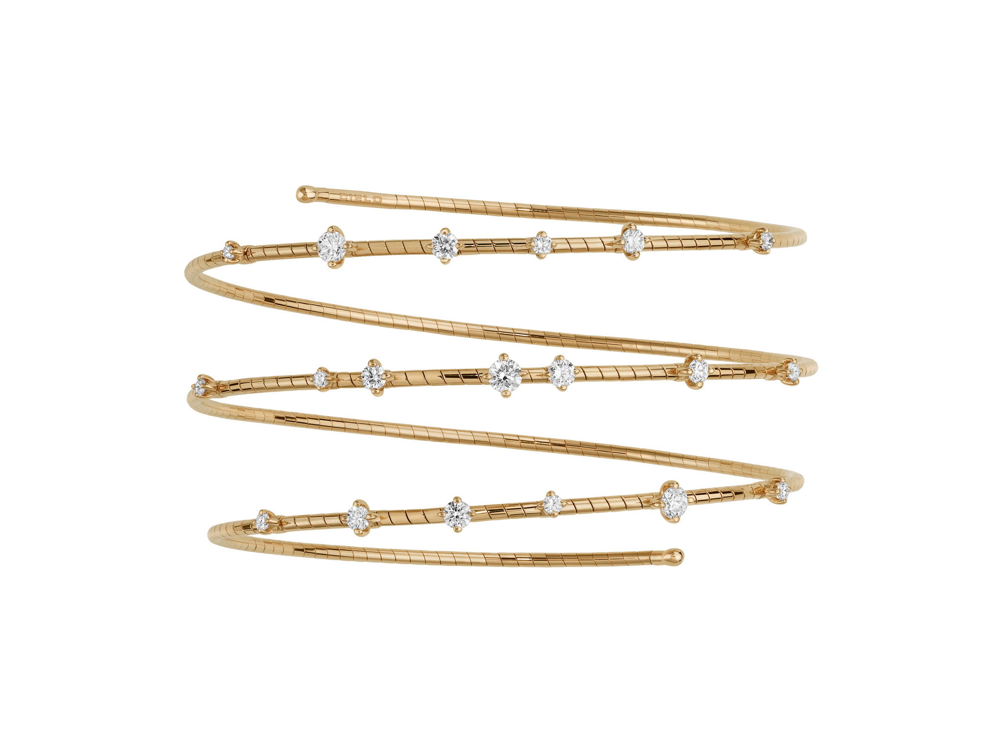 Rugiada Diamanti 3 Row Bracelet with White Diamonds in 18kt Yellow Gold - Medium