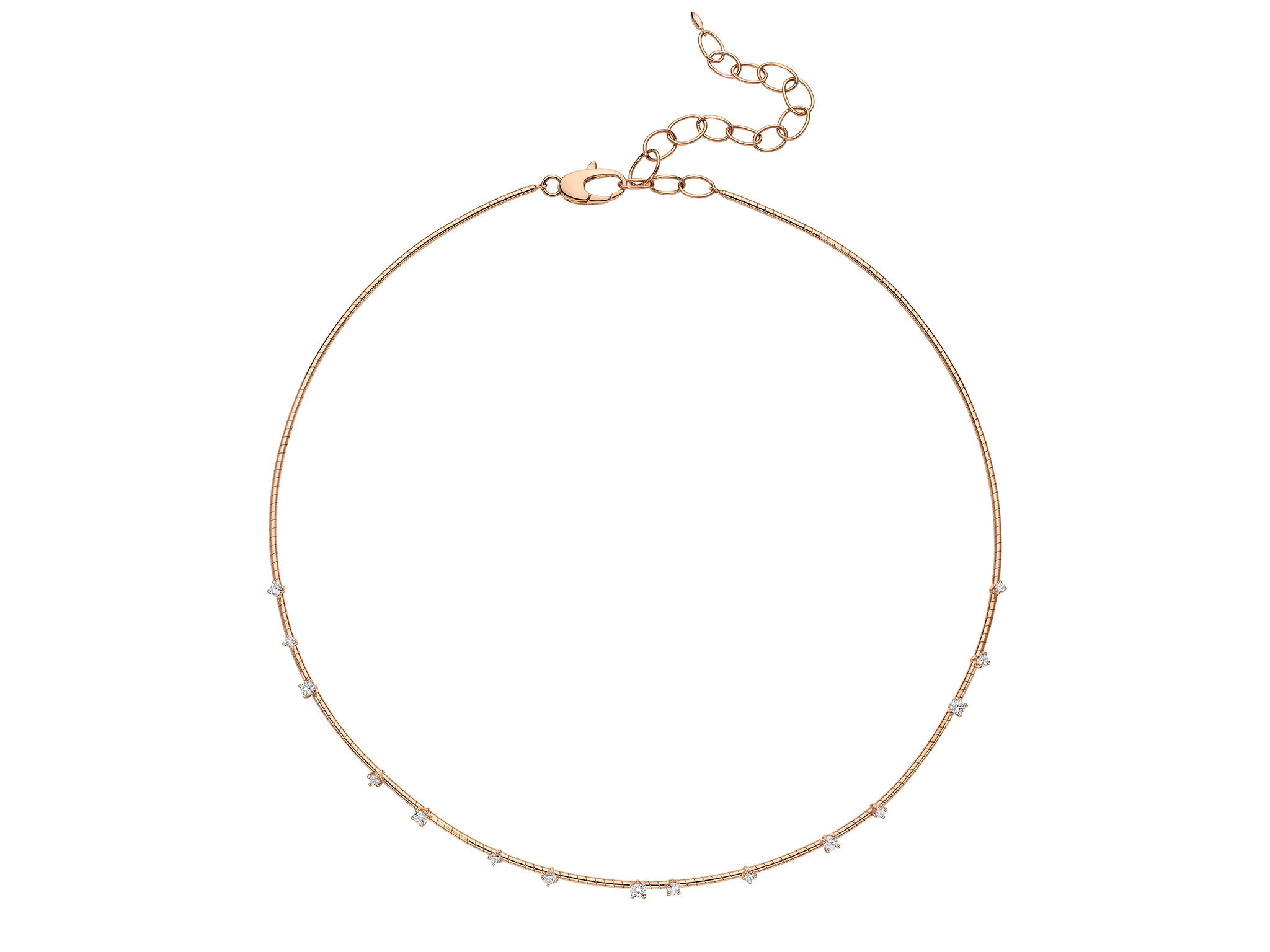 Rugiada Diamanti Collar Necklace with White Diamonds in 18kt Pink Gold