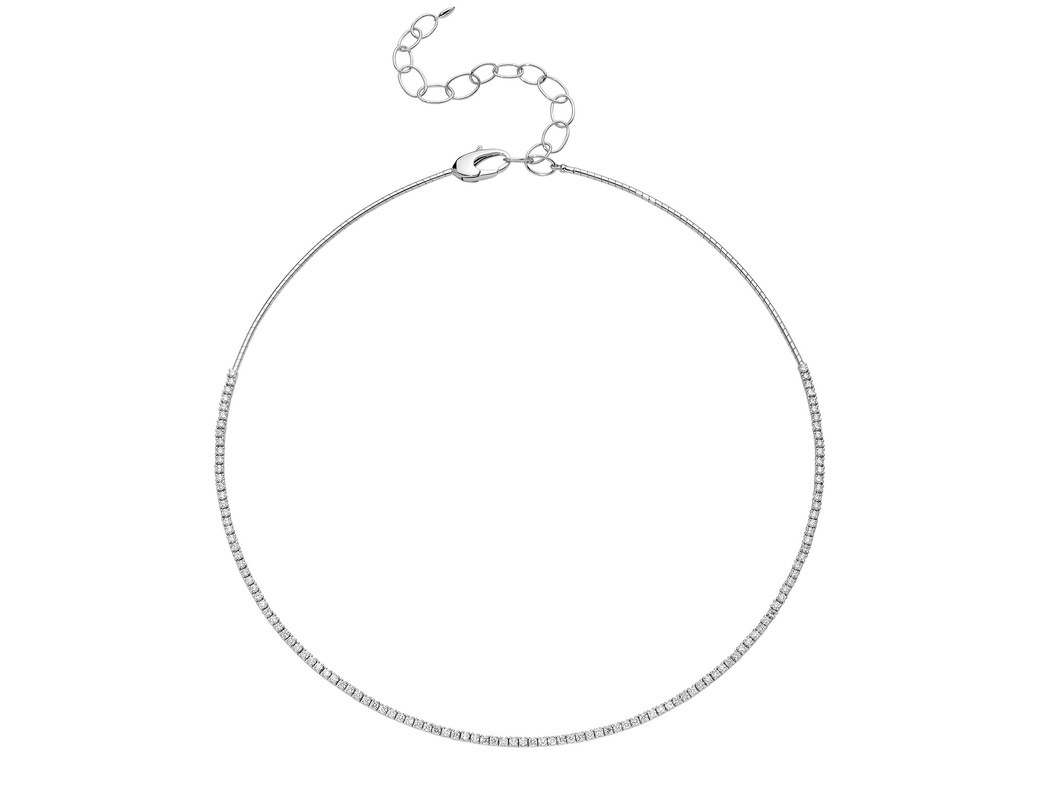 Rugiada Tennis Collar Necklace with White Diamonds in 18kt White Gold