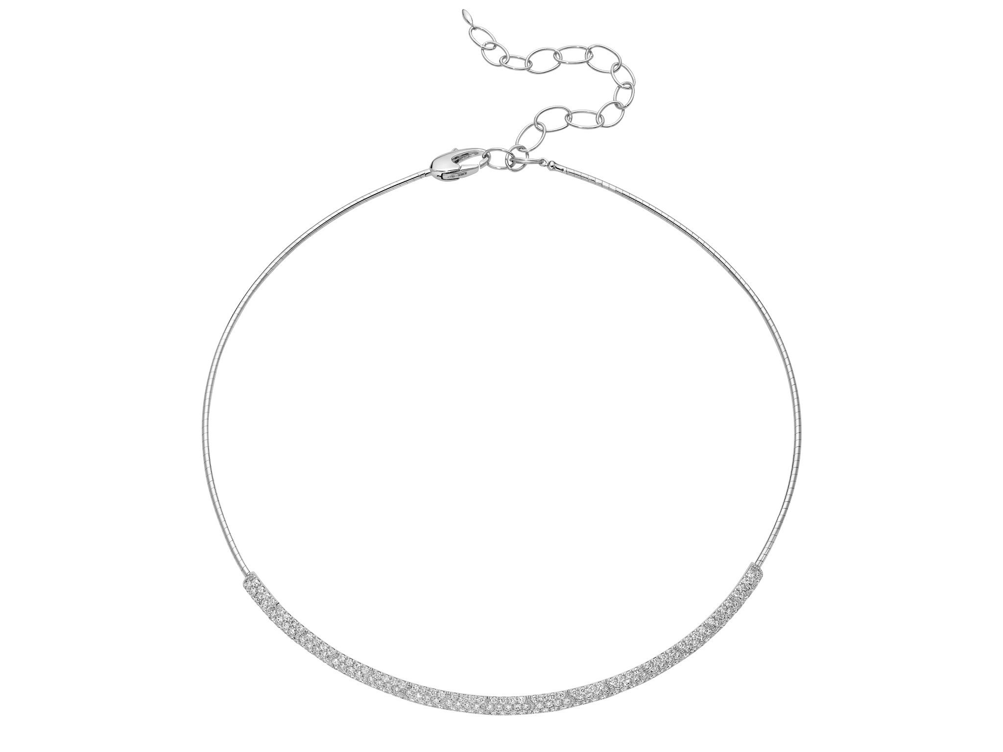 Rugiada Pave Collar Necklace with White Diamonds in 18kt White Gold