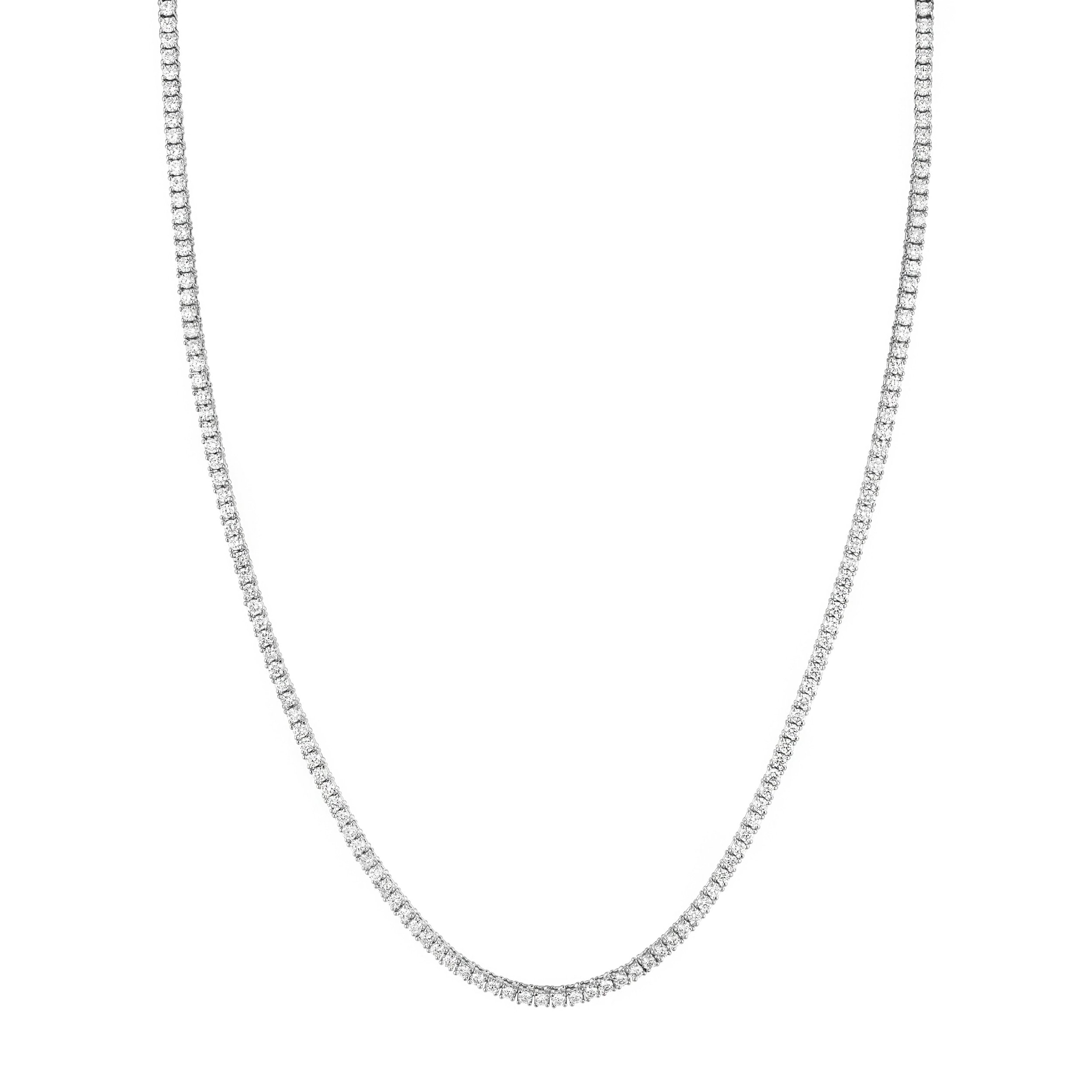 Tennis Necklace with White Diamonds in 14kt White Gold - 18"