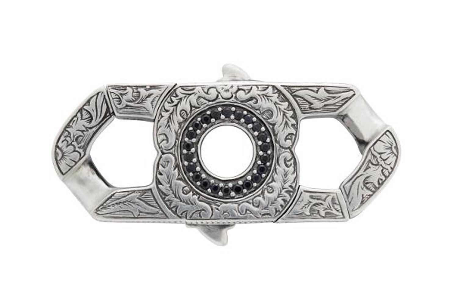 England Made Me Half Revolutionary Bracelet Clasp with Black Mother of Pearl and Black Diamonds in Gunmetal Sterling Silver - 18mm