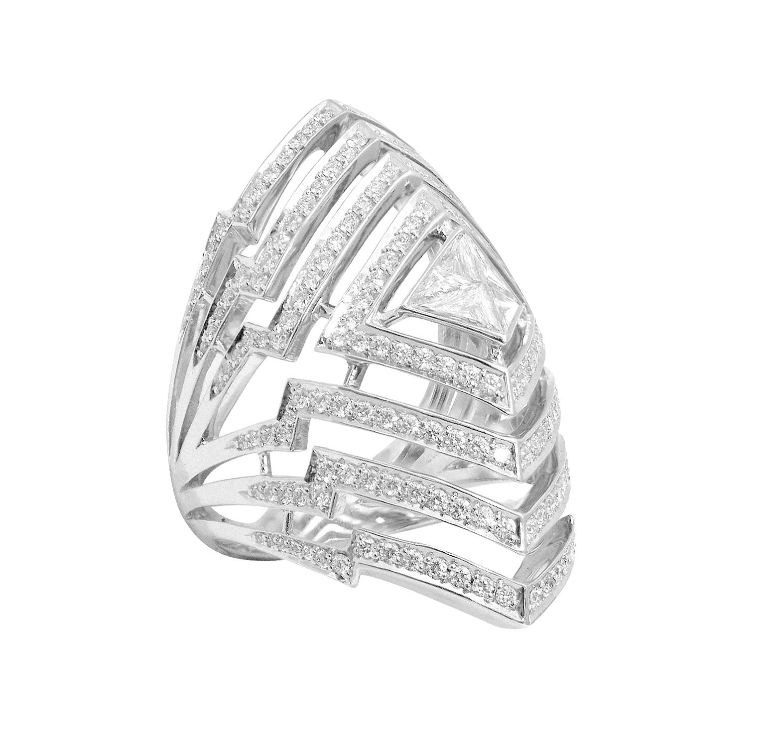 Lady Stardust Cocktail Ring with White Diamonds in 18kt White Gold - Size 7