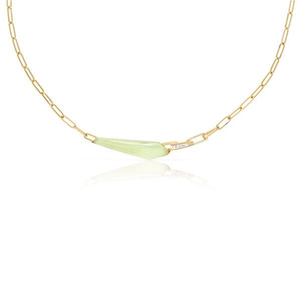 Closeup photo of CH2 Shard Slimline Linked Choker Necklace with Chrysolemon in 18kt Yellow Gold - 16.5"