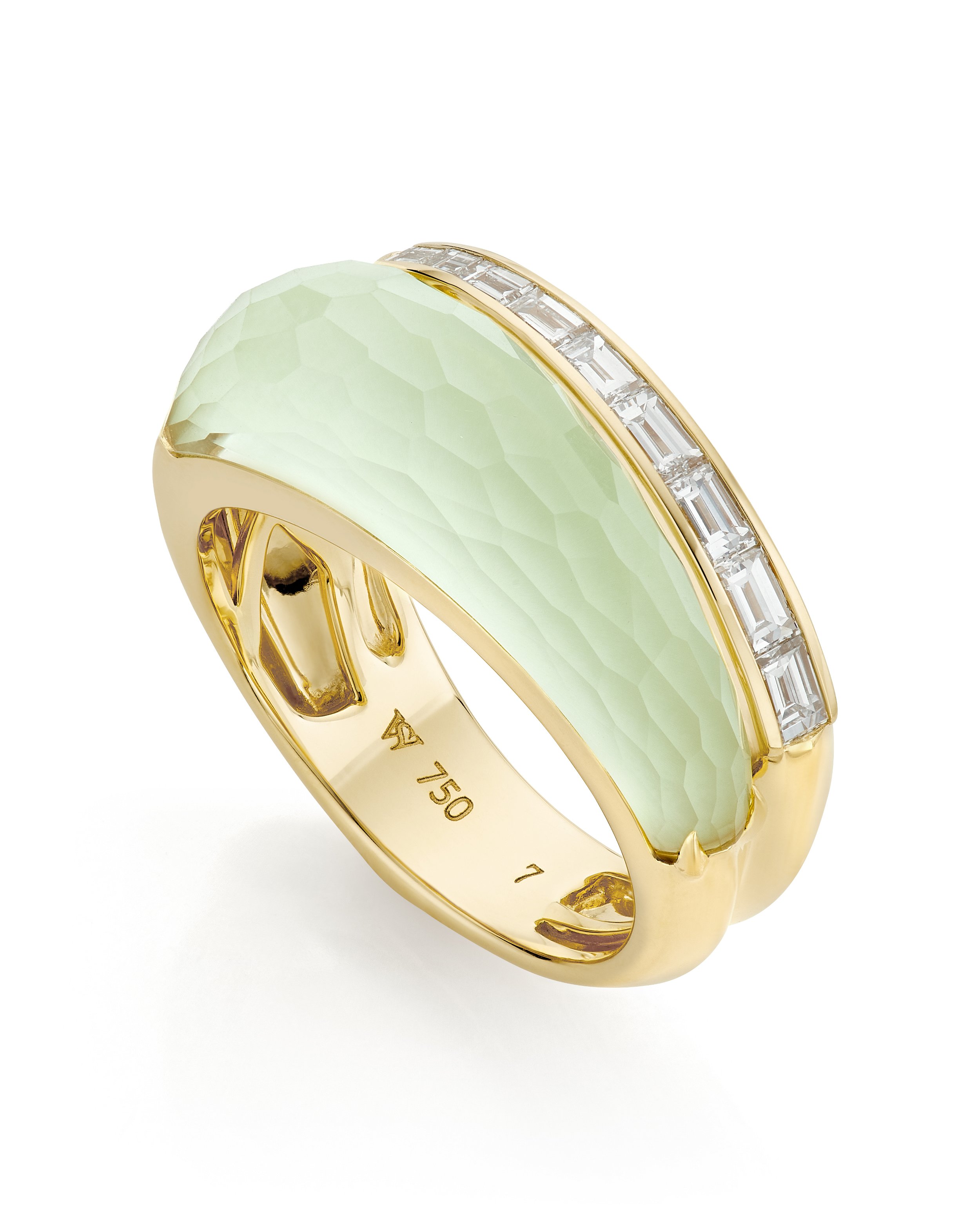 CH2 Shard Slimline Stack Ring with Chrysolemon and White Diamonds in 18kt Yellow Gold