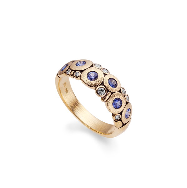 Candy Ring with Blue Sapphire Mix in 18kt Yellow Gold