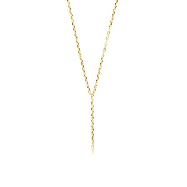 Closeup photo of Thorn Lariat Necklace in 18kt Yellow Gold