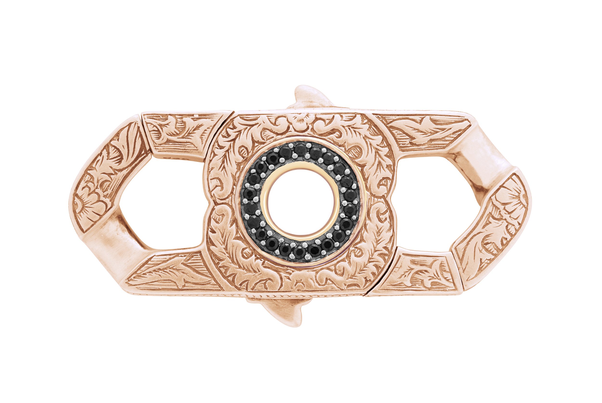England Made Me Half Corona Bracelet Clasp with Black Diamonds in 18kt Rose Gold with Black Rhodium Over - 13mm
