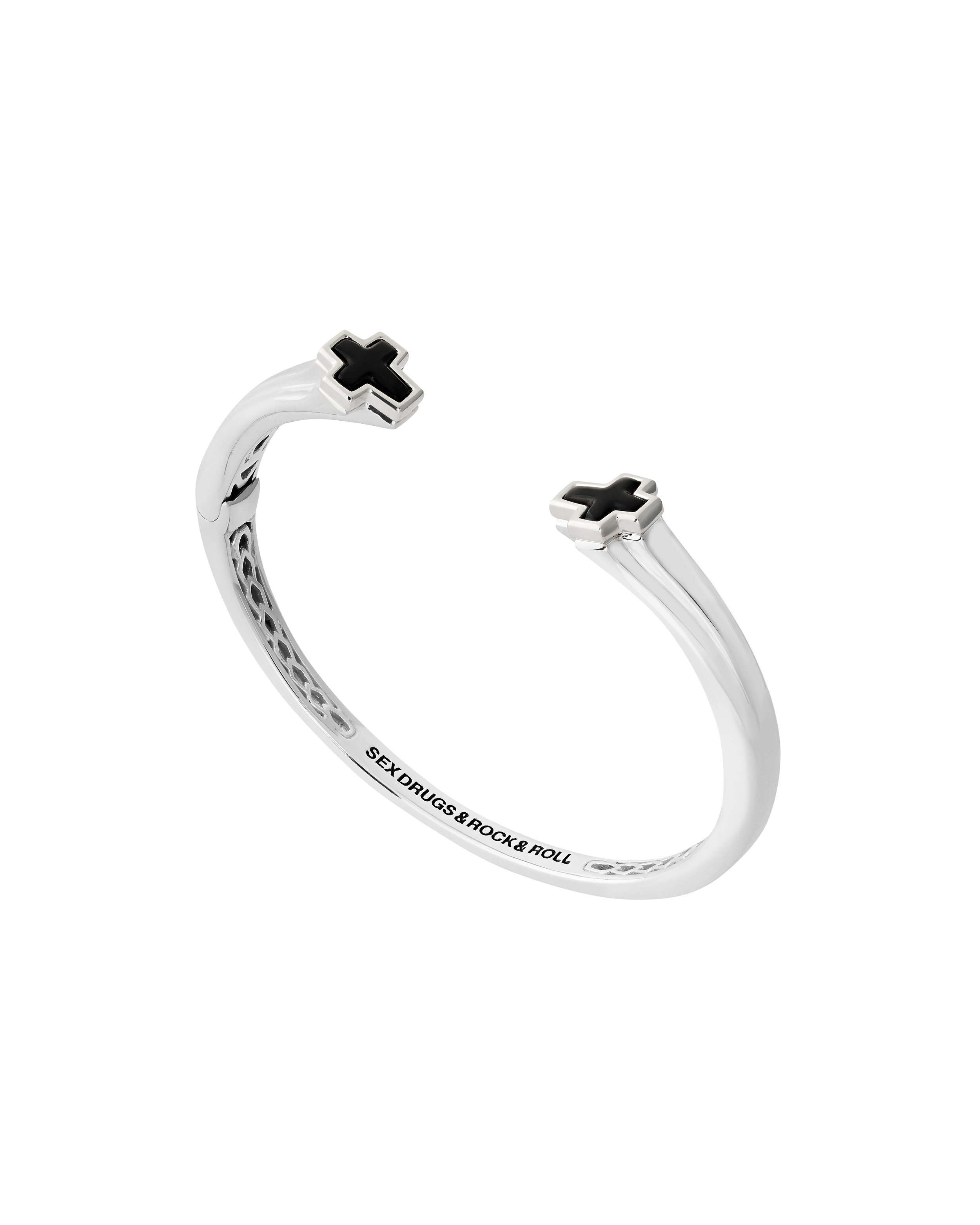 Thorn Sex Drugs & Rock "N" Roll Ring with Black Onyx and White Diamonds in Sterling Silver and 18kt Yellow Gold - Size 10