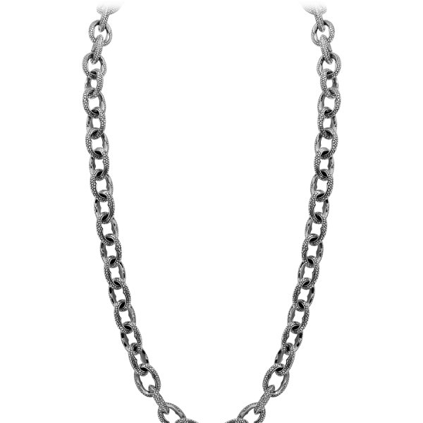 Closeup photo of Rayman Chain in Oxidized Sterling Silver - 24"