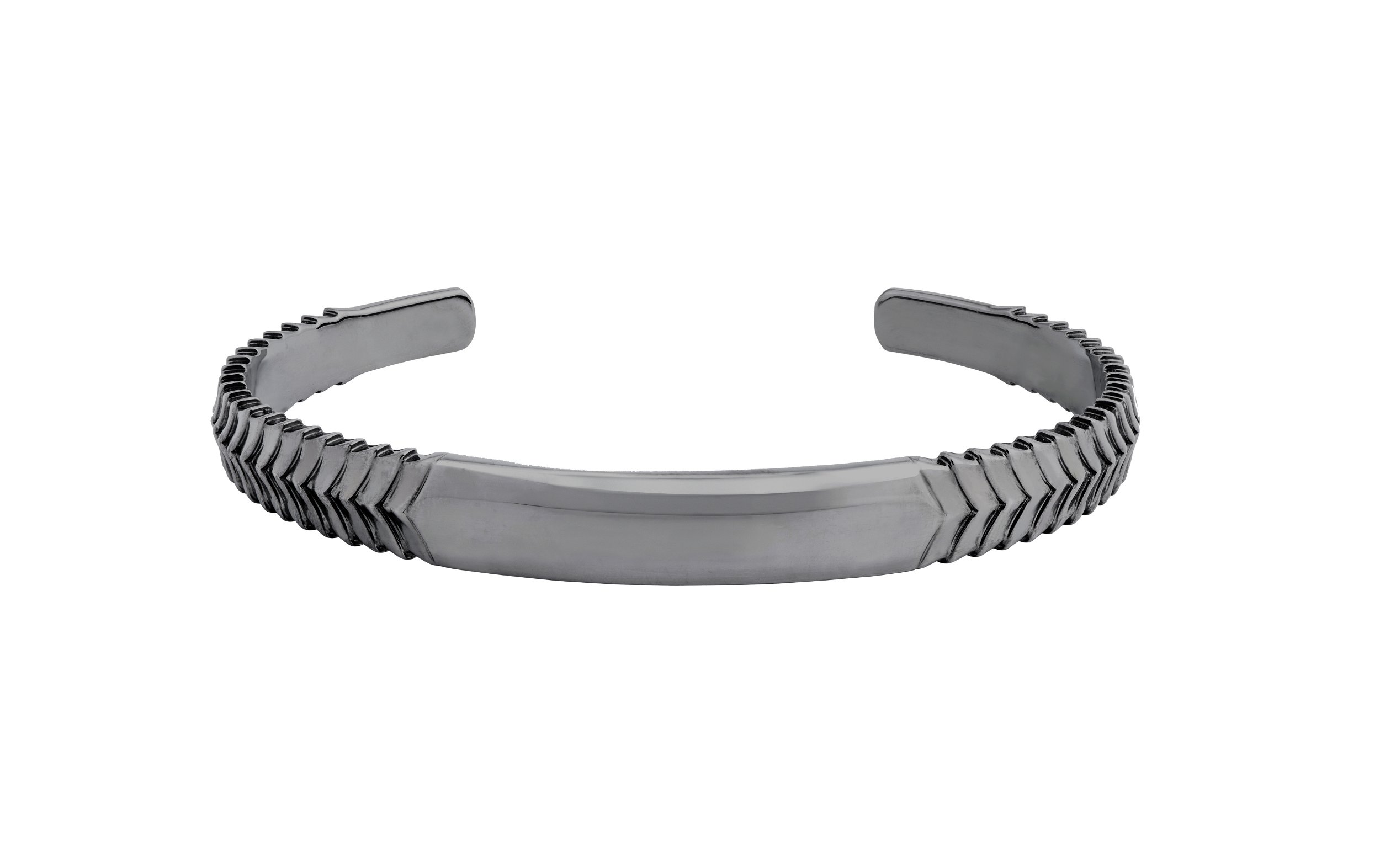 Herringbone Torque Cuff Bangle Bracelet in Sterling Silver
