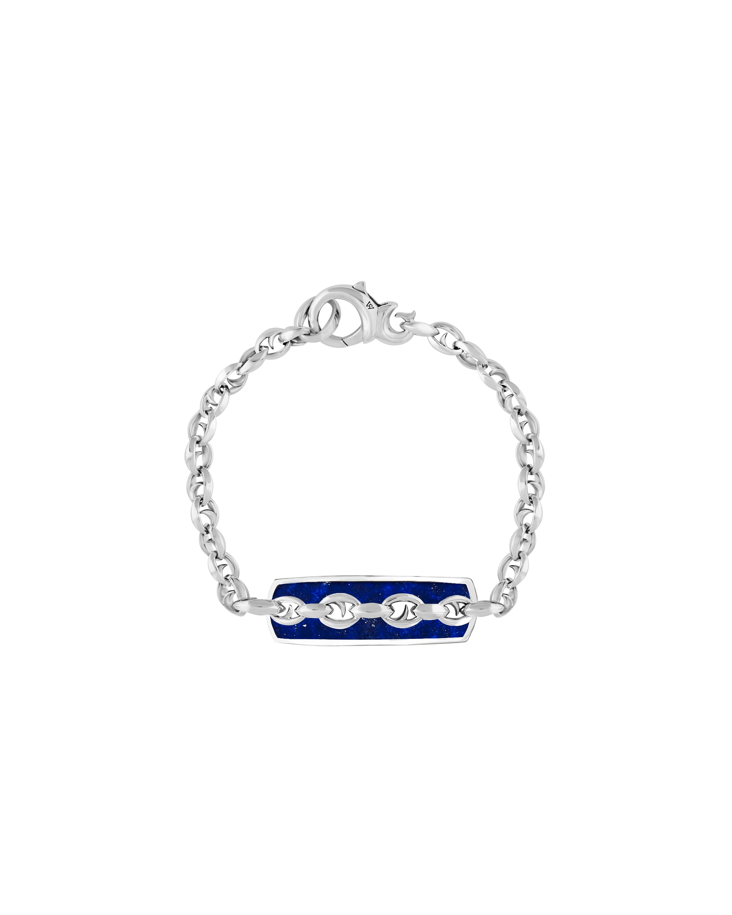 Thorn Addiction Inline Razer Bracelet with Lapis in Sterling Silver - 8.75" Long