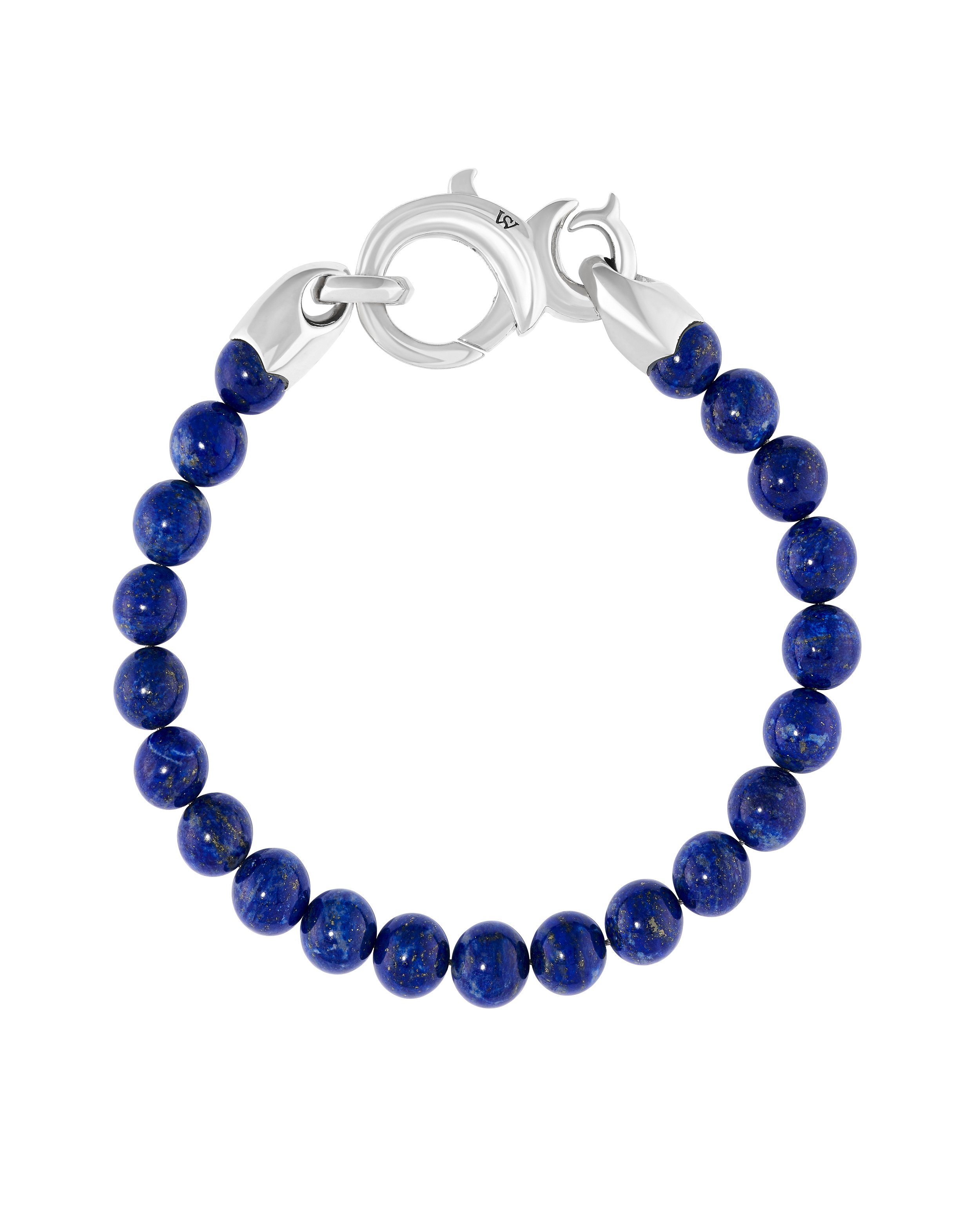 Thorn Addiction Bead Bracelet with Lapis in Sterling Silver - 8.5" Long