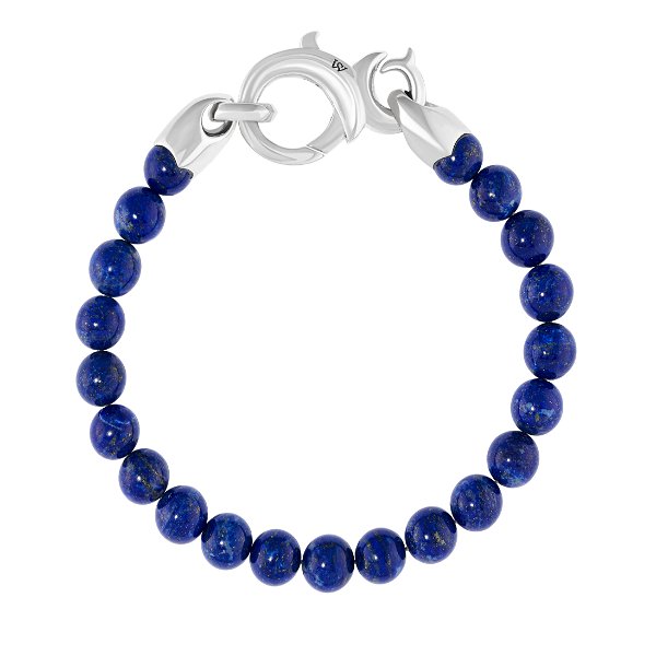 Closeup photo of Thorn Addiction Bead Bracelet with Lapis in Sterling Silver - 8.5" Long