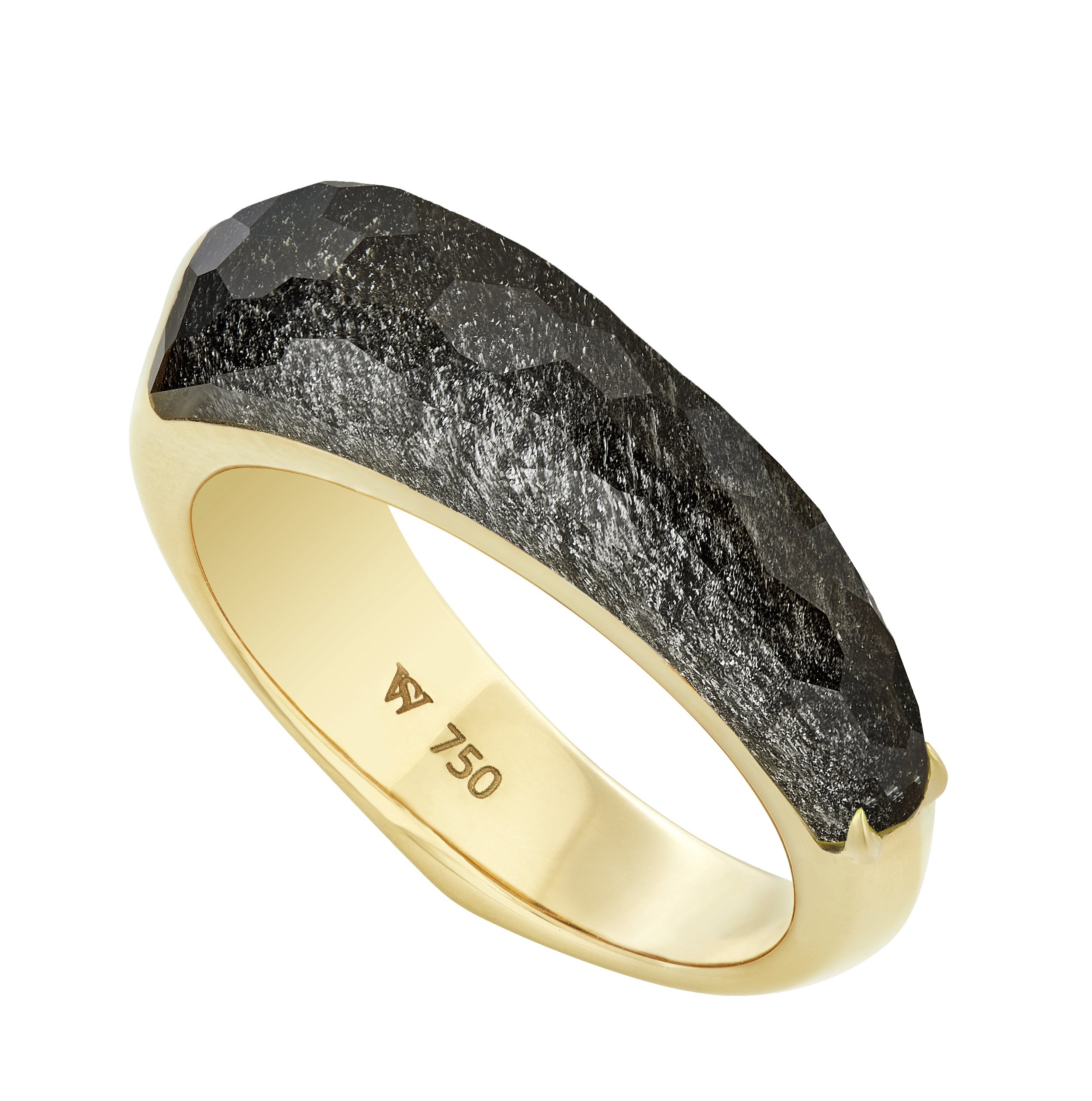 CH2 Shard Stack Ring with Silver Obsidian in 18kt Yellow Gold - Size 7