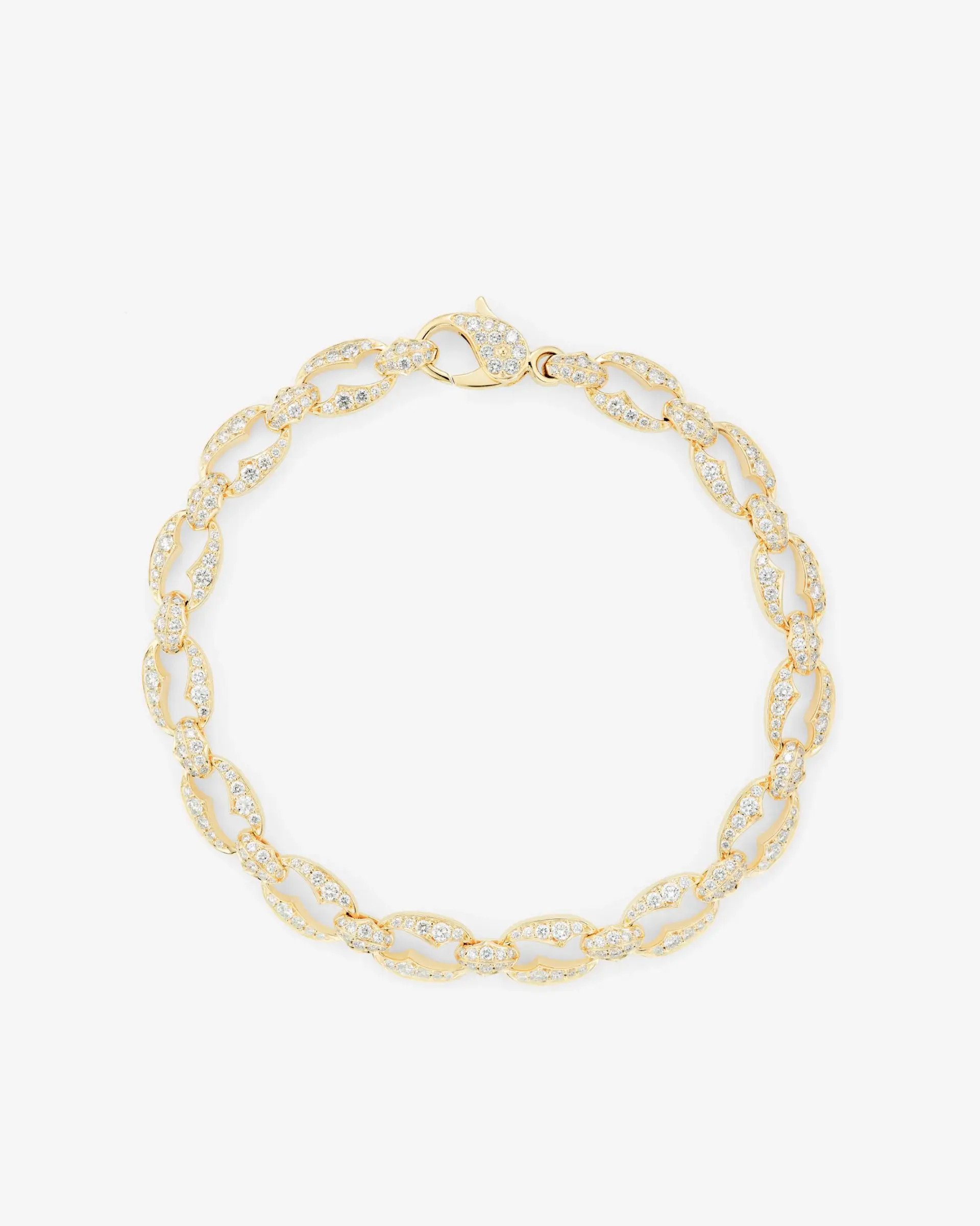 Thorn Embrace Chain Link Bracelet with White Diamonds in 18kt Yellow Gold