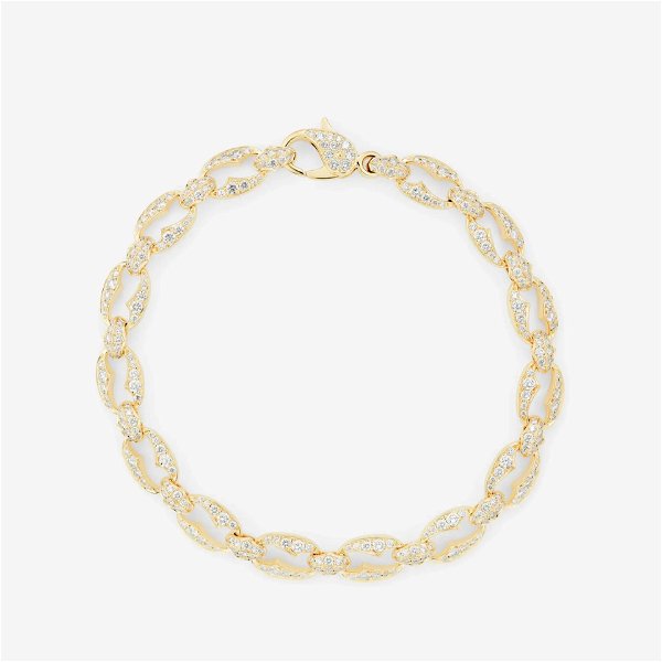 Closeup photo of Thorn Embrace Chain Link Bracelet with White Diamonds in 18kt Yellow Gold