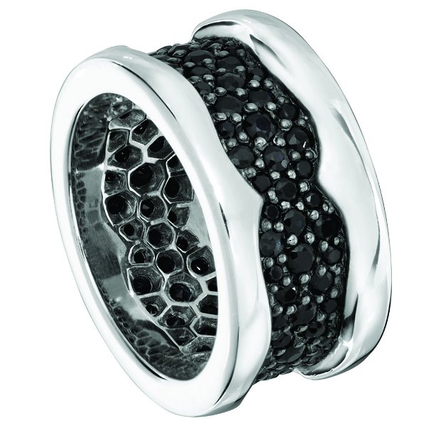 Closeup photo of Rayman Pave Band Ring with Black Sapphires in Sterling Silver - Size 9