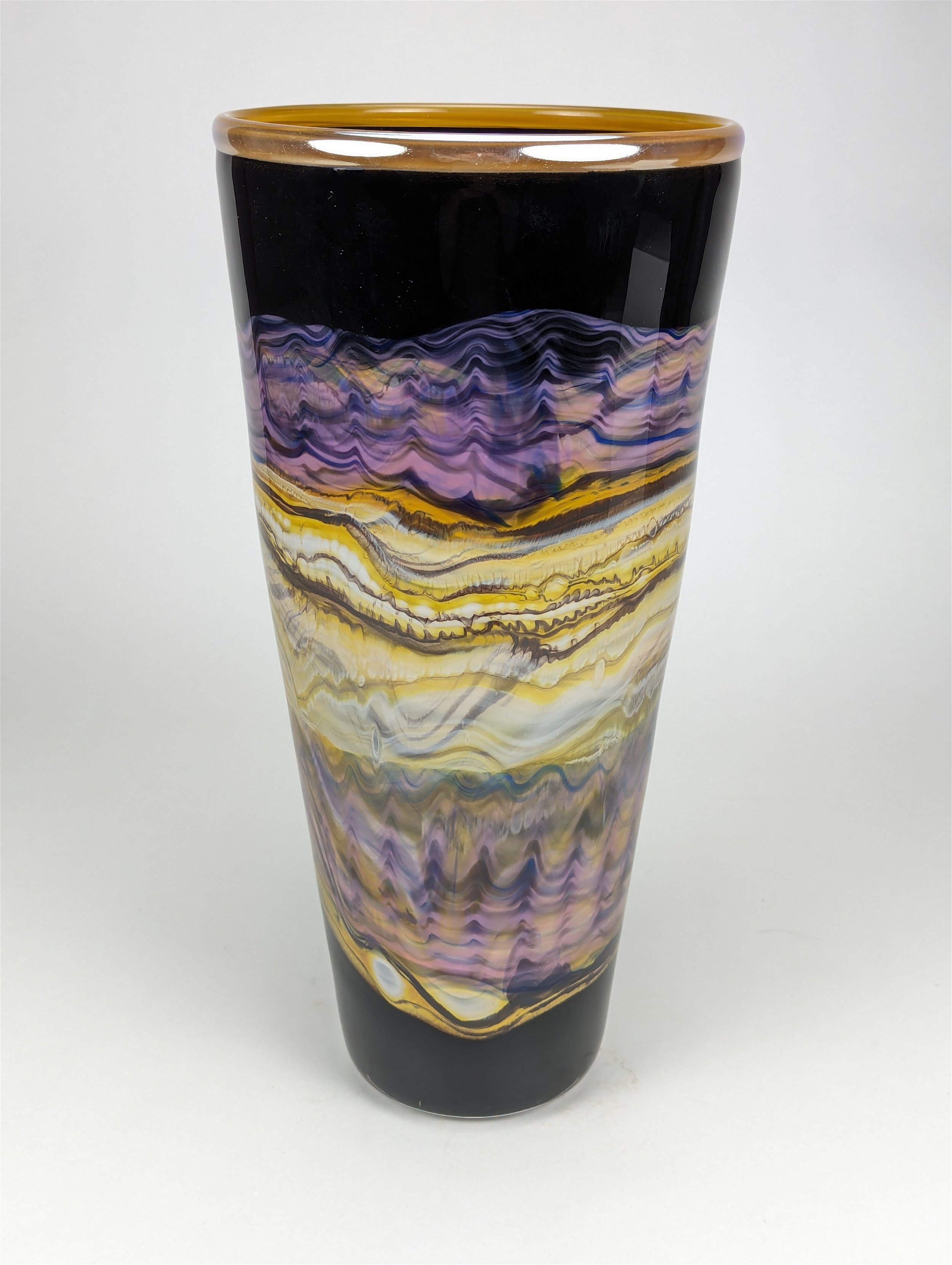 Black Opal Large Cone Vase in Amethyst Glass