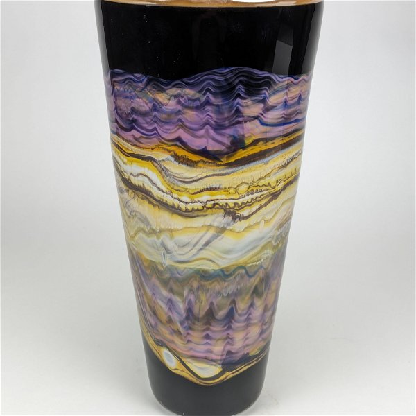 Closeup photo of Black Opal Large Cone Vase in Amethyst Glass