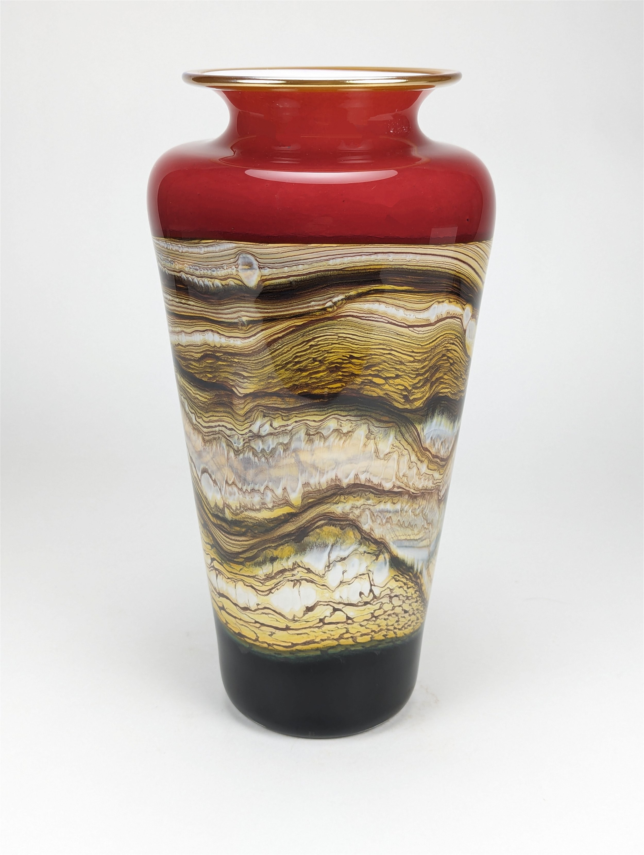 Strata Small Traditional Urn in Ruby Glass