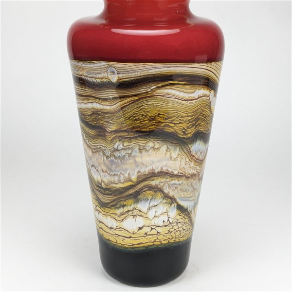 Closeup photo of Strata Small Traditional Urn in Ruby Glass