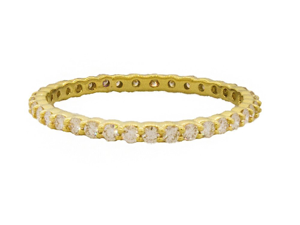 Eternity Band Stacking Ring with White Diamonds in 18kt Yellow Gold - Size 5