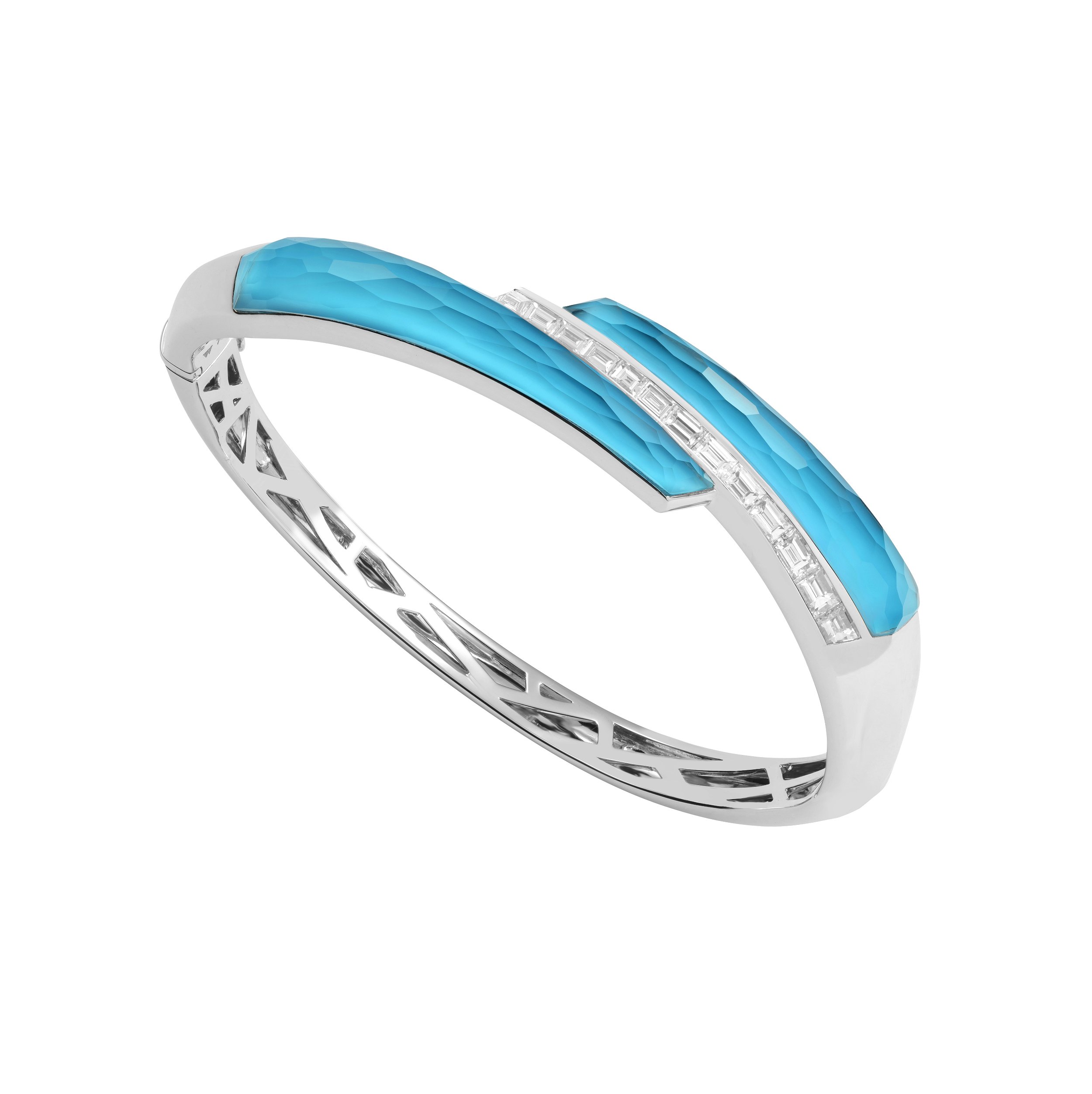 CH2 Shard Bangle Bracelet with Turquoise Crystal Haze and White Diamonds in 18kt White Gold