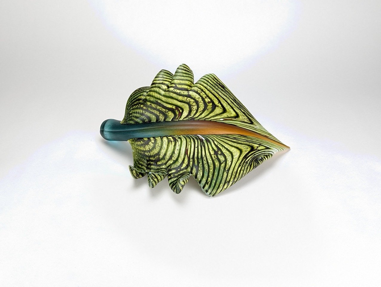 Arbor Small Green Leaf Object with Sage and Topaz Glass
