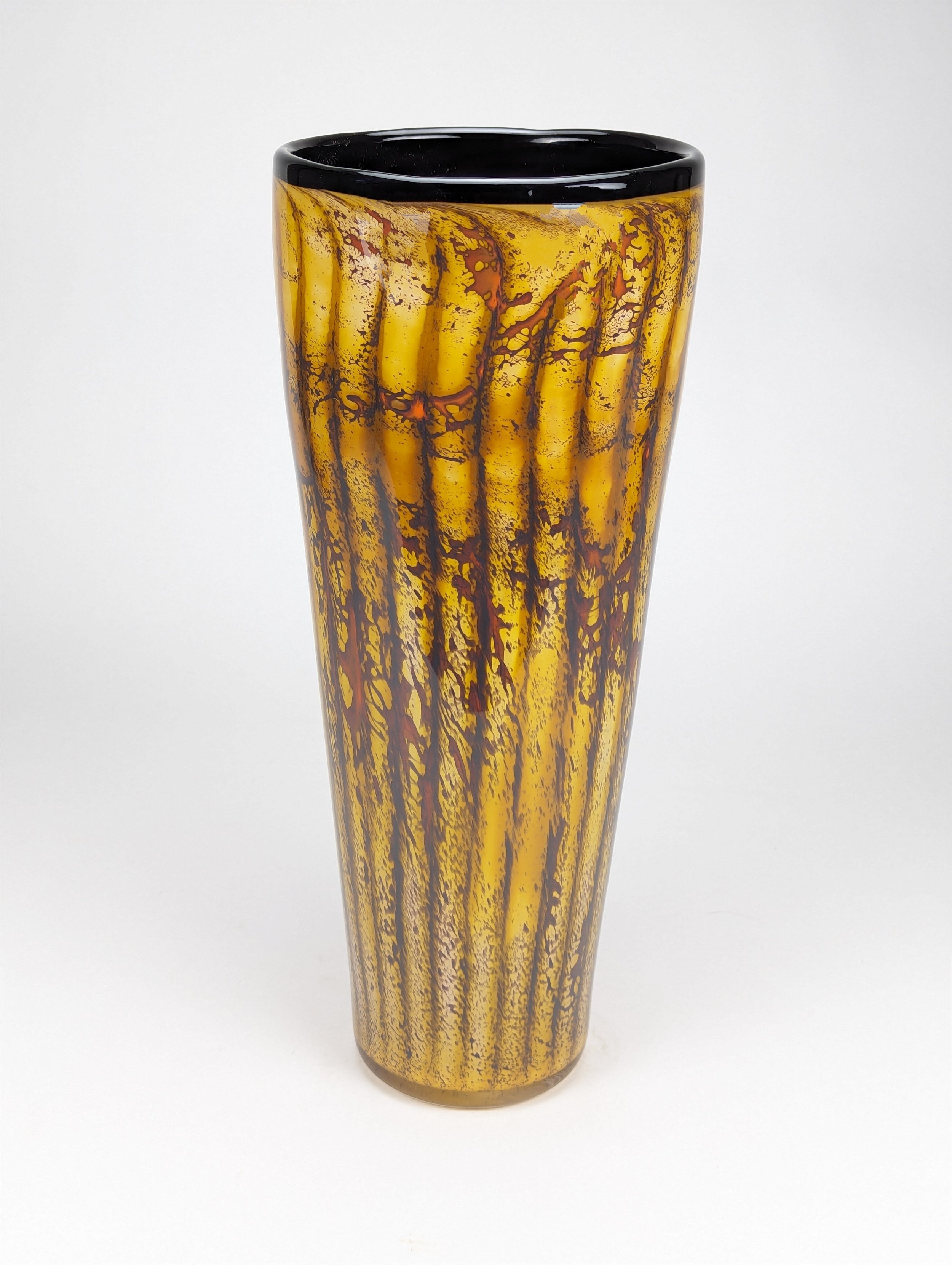 Batik Large Cone Vase in Gold Glass