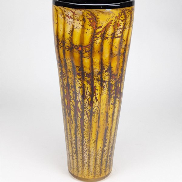 Closeup photo of Batik Large Cone Vase in Gold Glass